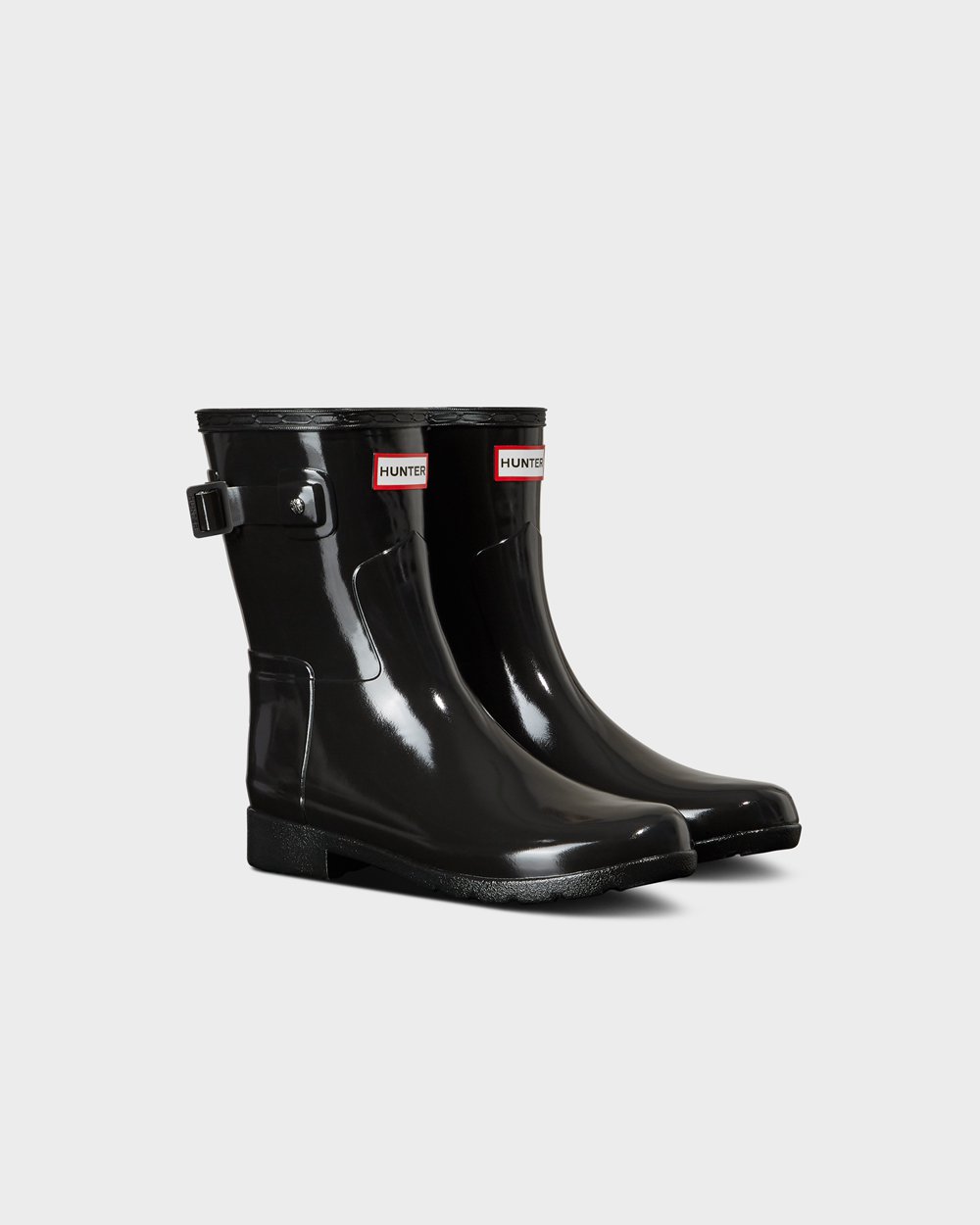 Botas de Lluvia Cortas Hunter Mujer - Refined Slim Fit Gloss - Negros - AROEQSZ-13